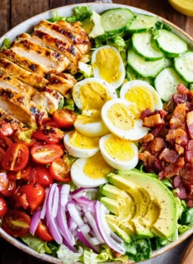 Grilled Chicken Cobb Salad with fresh vegetables and creamy dressing