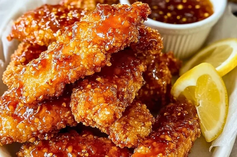 Delicious hot honey chicken tenders served with a spicy glaze.