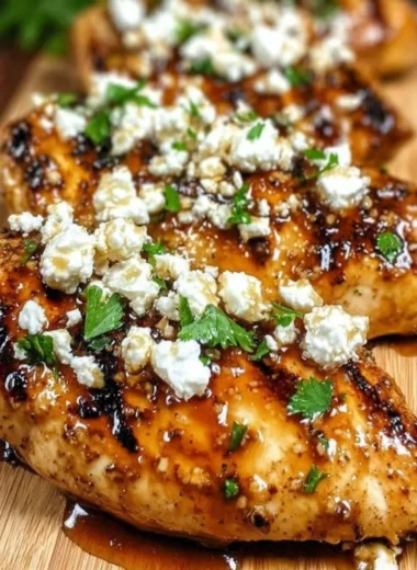 Delicious Hot Honey Feta Chicken dish garnished and ready to serve.