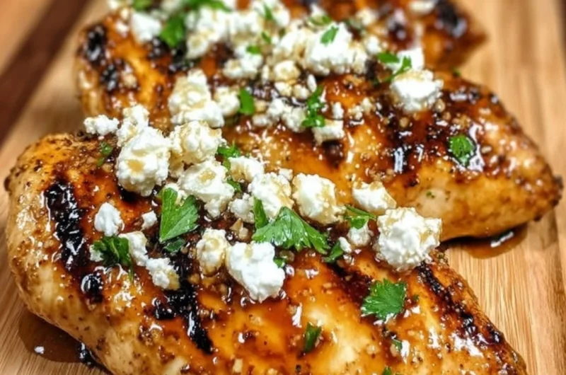 Delicious Hot Honey Feta Chicken dish garnished and ready to serve.