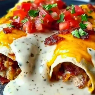 Jalapeño popper cheesy chicken enchiladas with creamy sauce and spices