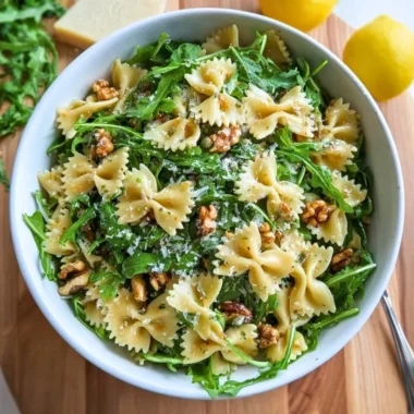 Delicious Lemon Arugula Pasta Salad with fresh ingredients and vibrant colors