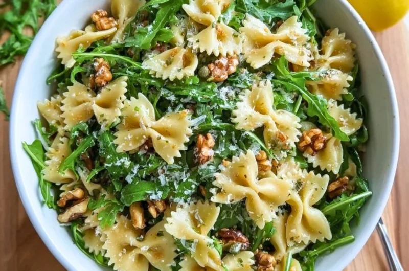 Delicious Lemon Arugula Pasta Salad with fresh ingredients and vibrant colors