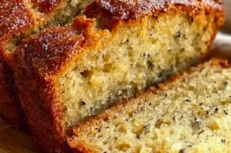 Moist banana bread made with 3 ripe bananas from Blissful Bite