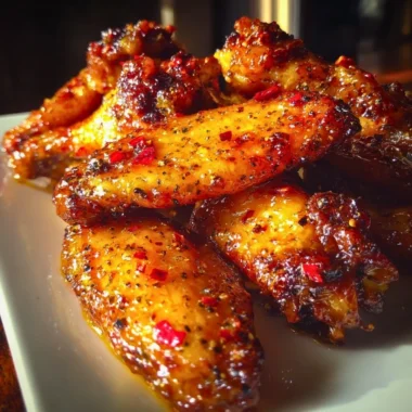 Pineapple Cowboy Candy Chicken Wings served on a platter with a BBQ sauce drizzle