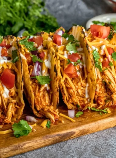 Delicious slow cooker shredded chicken tacos served with toppings