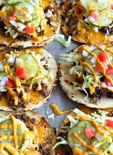 Smashed cheeseburger tacos filled with juicy beef and melted cheese