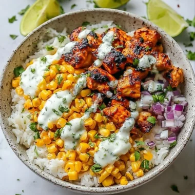 Street Corn Chicken Rice Bowl with fresh ingredients and vibrant flavors.