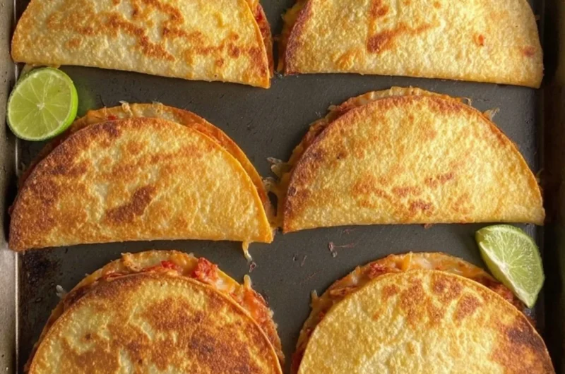 Delicious baked chicken tacos ready to serve on a plate