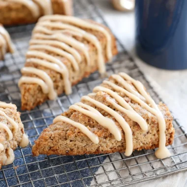 Freshly baked banana bread scones with a golden crust