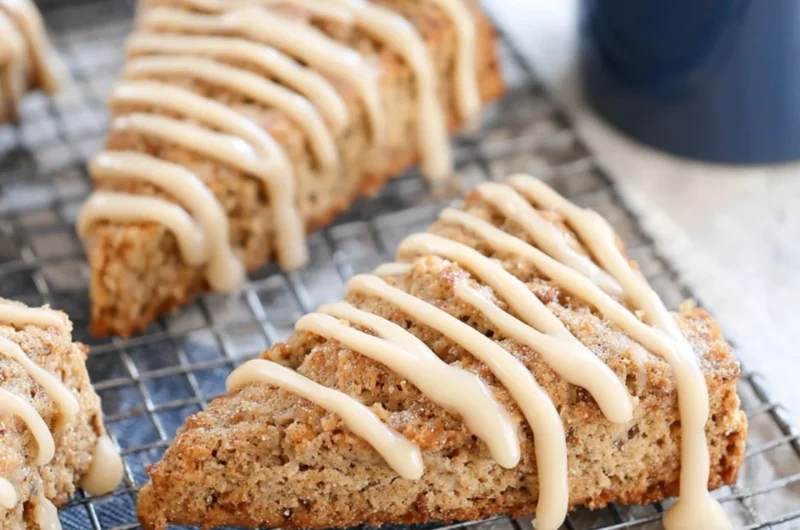 Freshly baked banana bread scones with a golden crust
