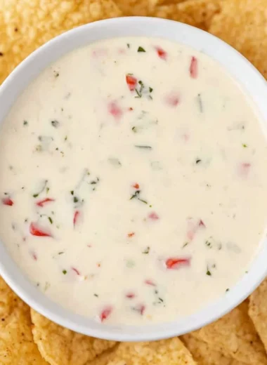 Creamy Mexican white cheese dip served with tortilla chips