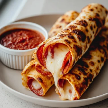 Delicious cheesy pepperoni roll-ups with melted cheese and crispy pepperoni