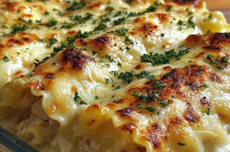 Creamy Chicken Alfredo Lasagna Rolls served on a plate