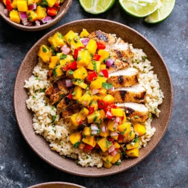 Delicious Chipotle Lime Grilled Chicken served with vibrant Mango Salsa