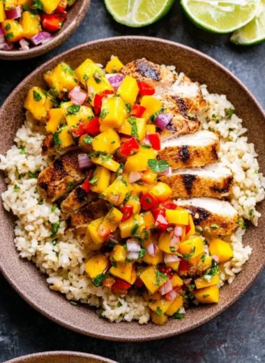 Delicious Chipotle Lime Grilled Chicken served with vibrant Mango Salsa