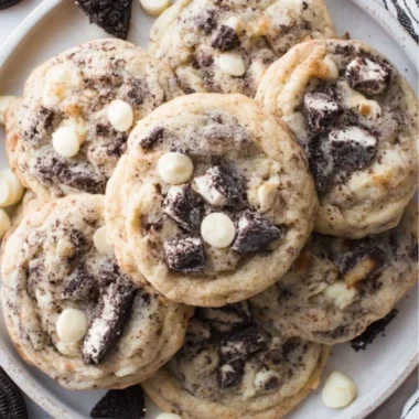Delicious Cookies and Cream Cookie with Oreo pieces and chocolate chips.
