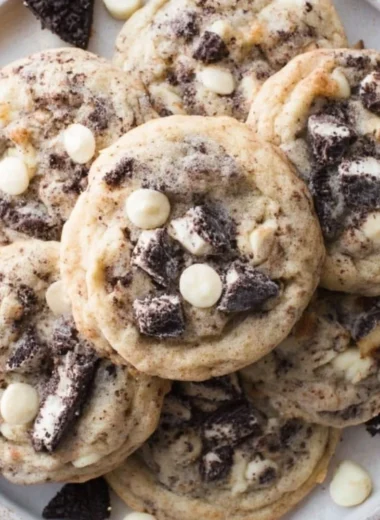 Delicious Cookies and Cream Cookie with Oreo pieces and chocolate chips.