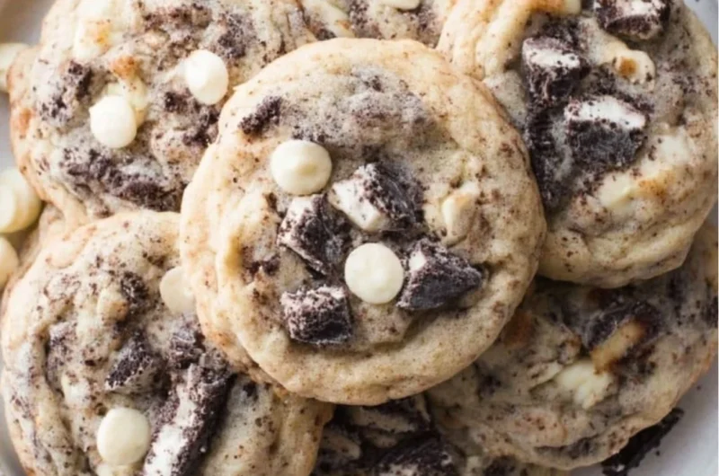 Delicious Cookies and Cream Cookie with Oreo pieces and chocolate chips.