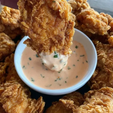 Crispy fried chicken tender bites served with buffalo ranch dipping sauce