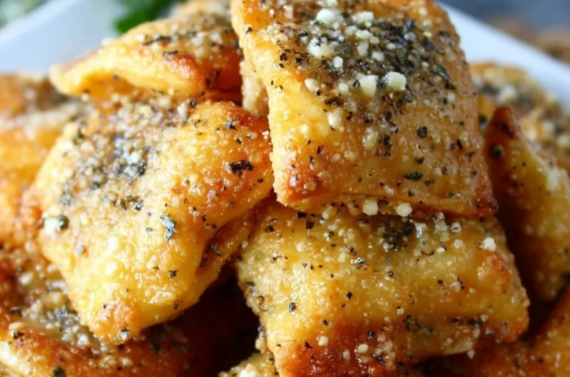 Hot and crispy Garlic Parmesan Pizza Rolls ready to be enjoyed