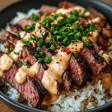 Korean BBQ Steak Rice Bowl with grilled meat, vegetables, and rice