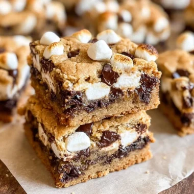 Delicious S'mores Cookie Bars featuring chocolate, marshmallows, and graham crackers.