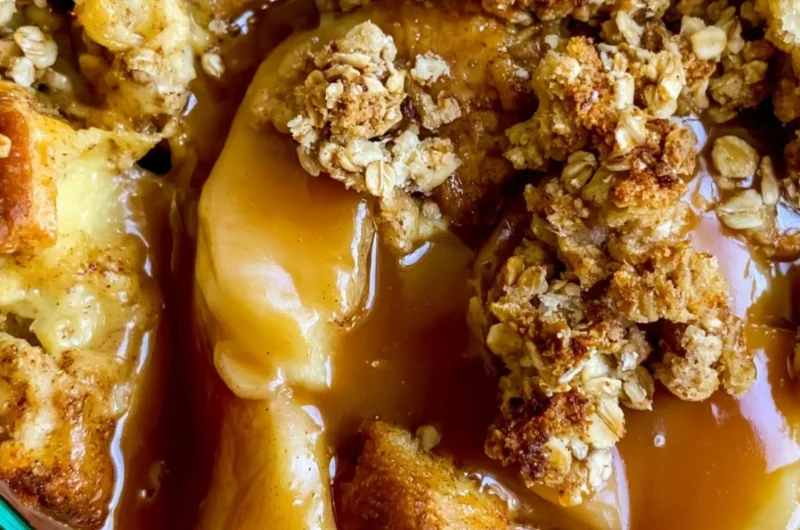 Delicious Apple Pie French Toast Casserole topped with whipped cream and cinnamon.