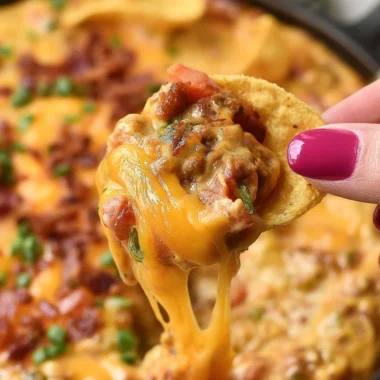 Delicious Frito Chili Cheese Dip served with tortilla chips.