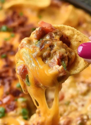 Delicious Frito Chili Cheese Dip served with tortilla chips.