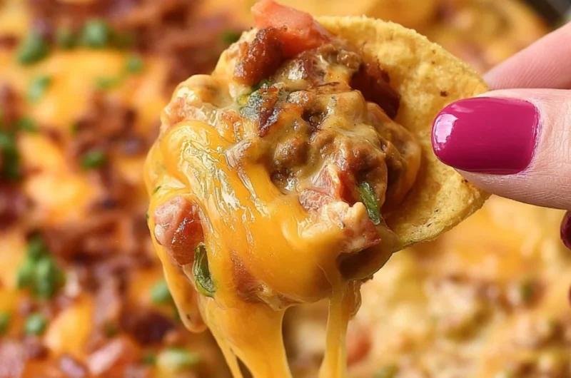 Delicious Frito Chili Cheese Dip served with tortilla chips.