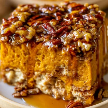 Delicious Pumpkin Cottage Cheese Breakfast Bake served on a plate