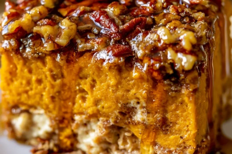 Delicious Pumpkin Cottage Cheese Breakfast Bake served on a plate